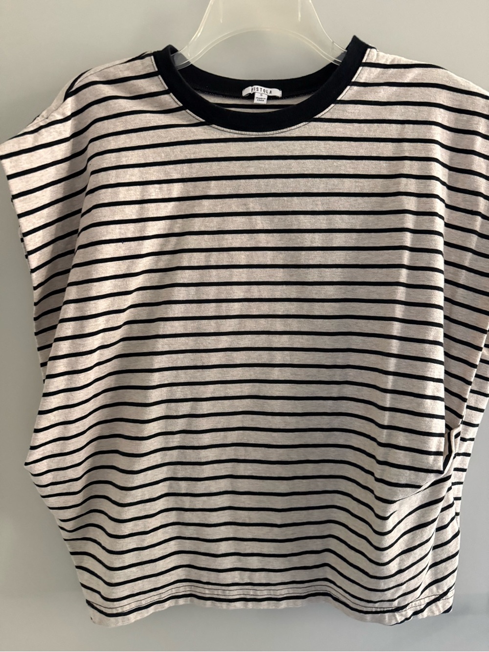 Pistola Black & White Striped Short Sleeve Tee size small fits medium